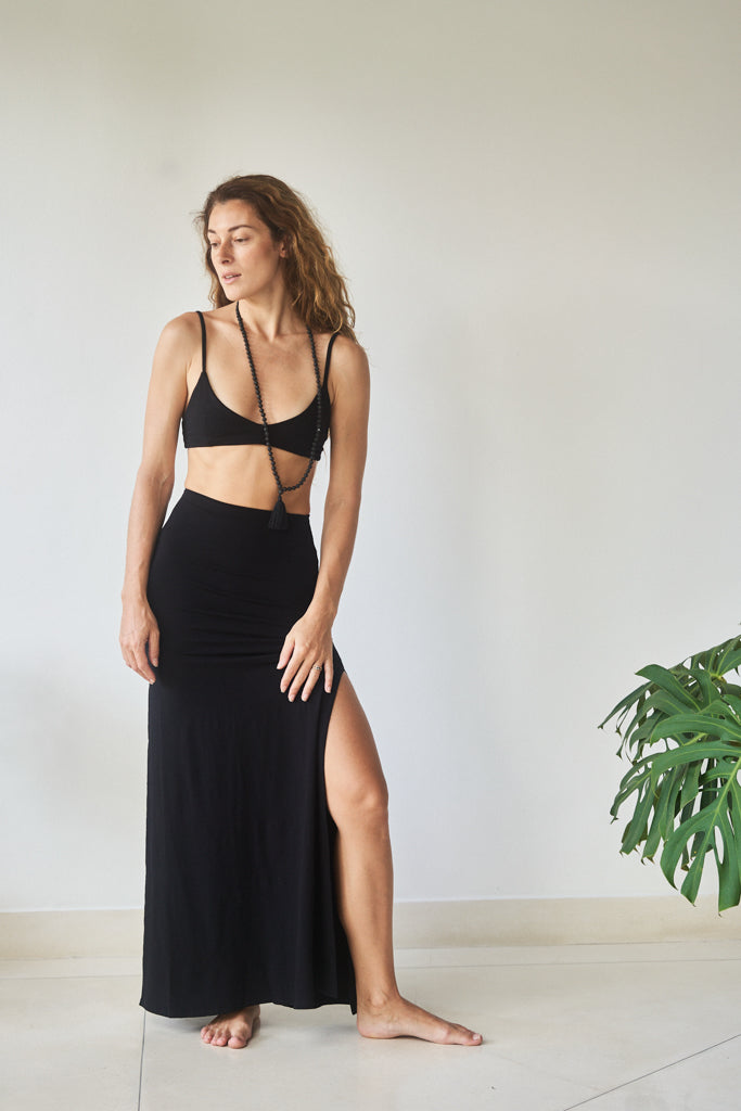 Kaili Skirt - Bamboo - Black Onyx Tiyara Soul Wear