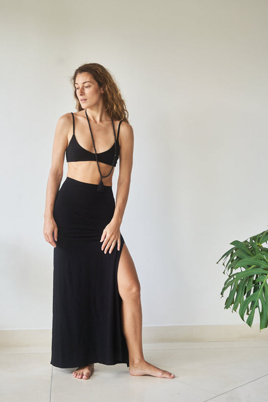 Kaili Skirt - Bamboo - Black Onyx Tiyara Soul Wear