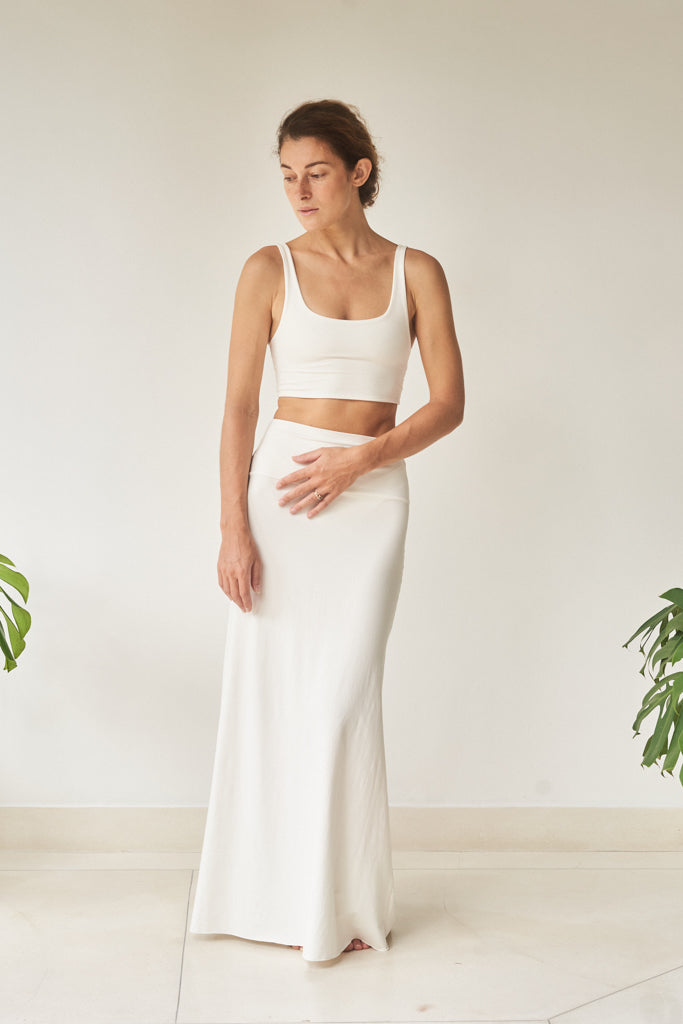 Sia Skirt - Bamboo - Pearl White Tiyara Soul Wear