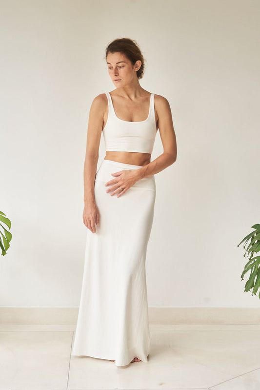 Sia Skirt - Bamboo - Pearl White Tiyara Soul Wear