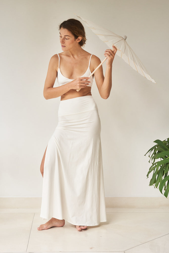 Kaili Skirt - Plant Bamboo - Pearl White Tiyara Soul Wear