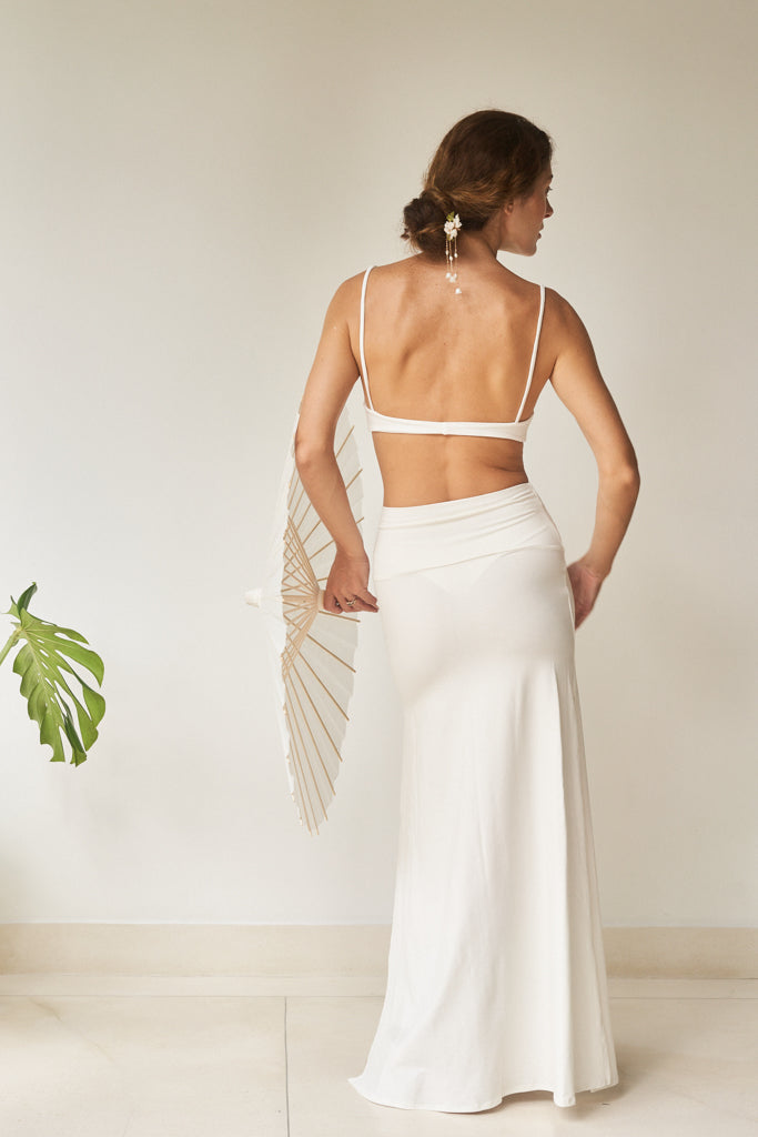 Kaili Skirt - Plant Bamboo - Pearl White Tiyara Soul Wear