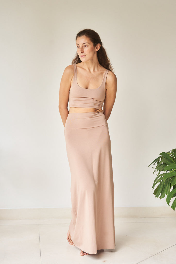 Sia Skirt - Plant Viscose - Tan Tiyara Soul Wear