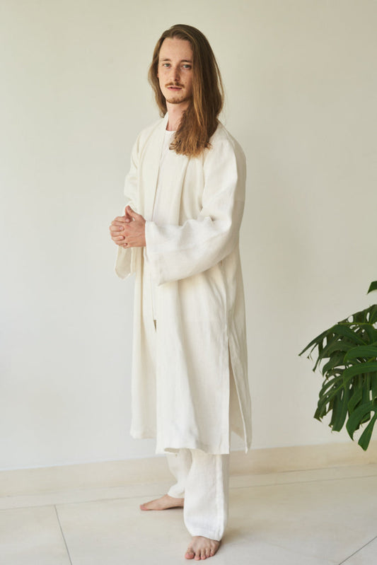 Dao Long Kimono - Hemp - Pearl White Tiyara Soul Wear
