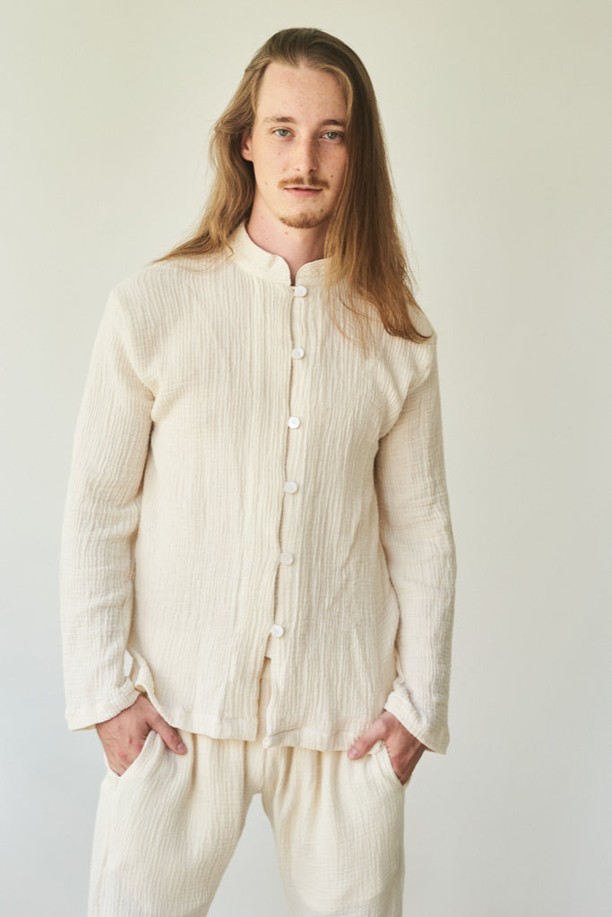 Chen Shirt - Linen Cotton - Pearl White Tiyara Soul Wear