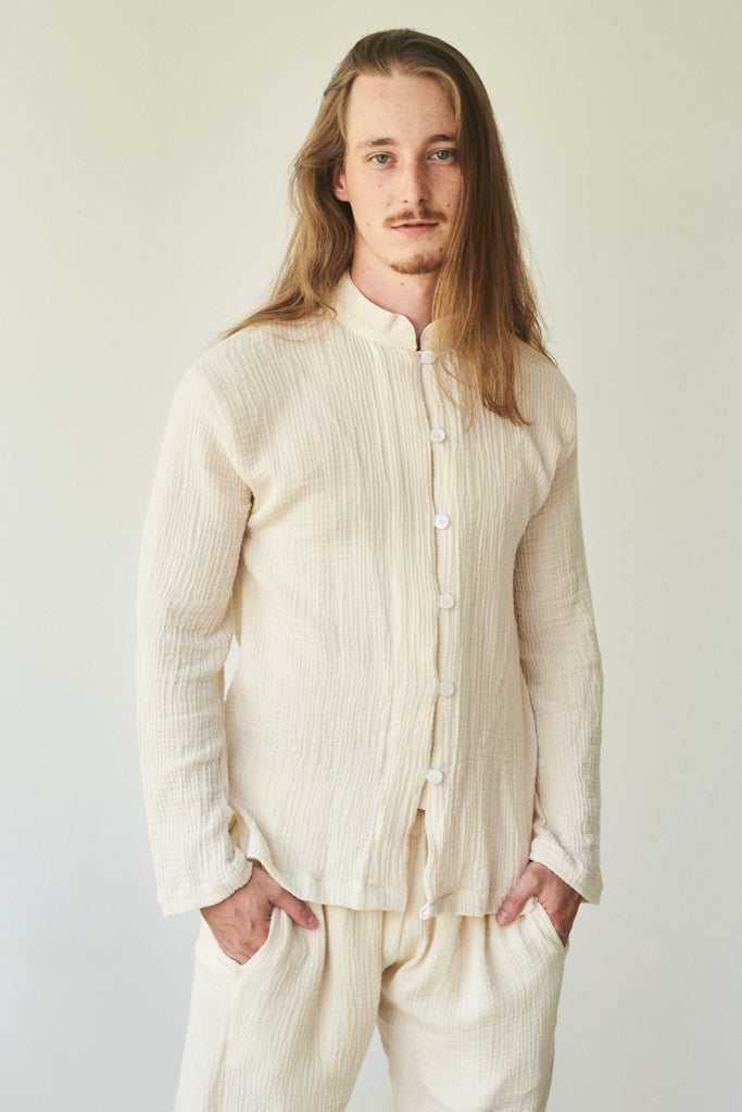 Chen Shirt - Linen Cotton - Pearl White Tiyara Soul Wear