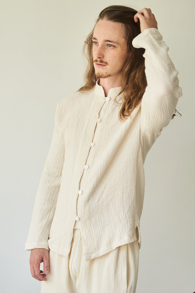 Chen Shirt - Linen Cotton - Pearl White Tiyara Soul Wear