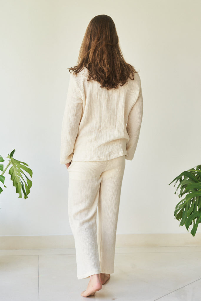 Chen Pant - Linen Cotton - Pearl White Tiyara Soul Wear
