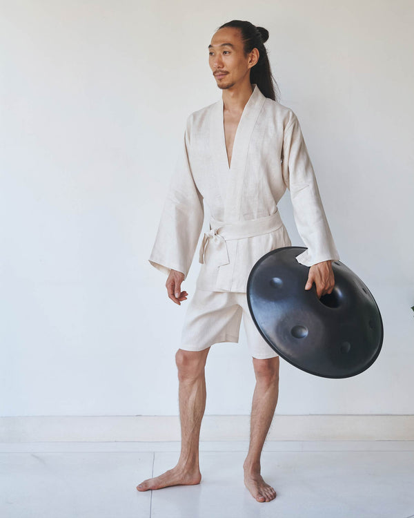 Shen Kimono, Linen, Pearl, view 2
