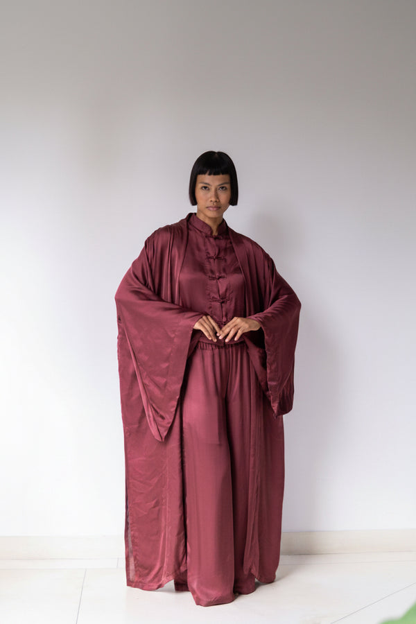 Aset Kimono, Lyocell Silk, Autumn Plum