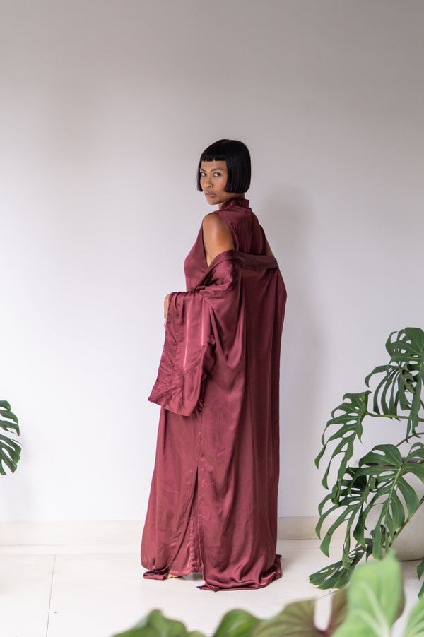 Aset Kimono, Lyocell Silk, Autumn Plum, view 2