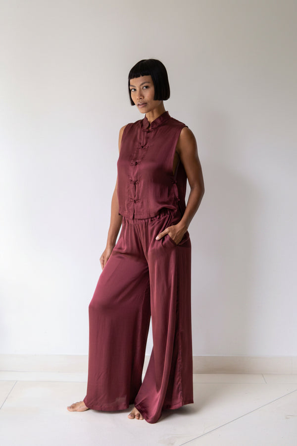 Lin Vest, Lyocell Silk, Autumn Plum