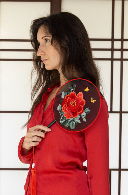 Lin Shirt, Lyocell Silk, Peony Red, view 6