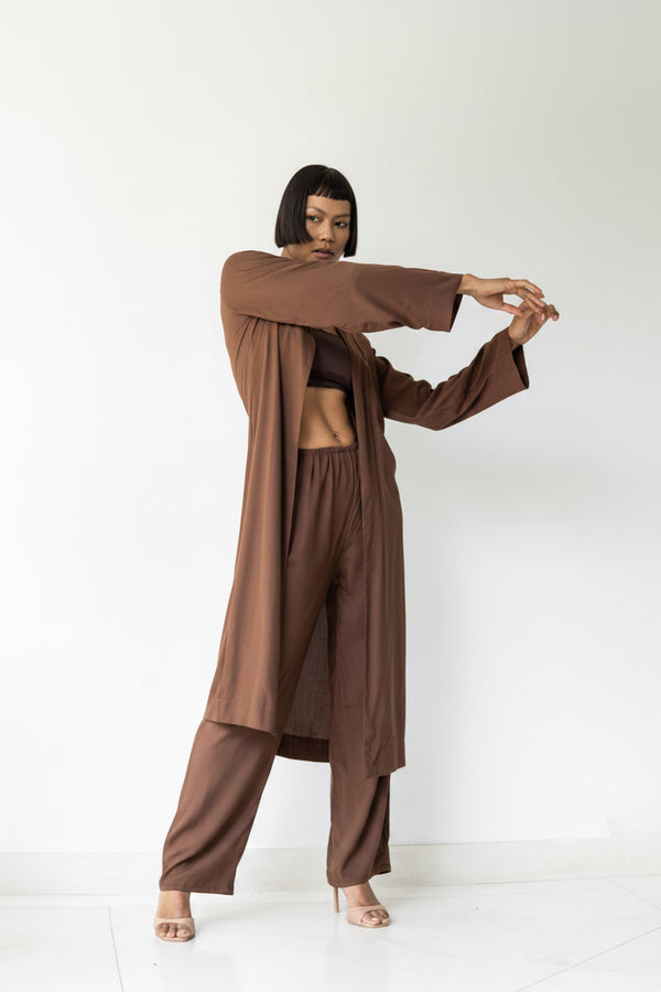 Lin Pants, Premium Rayon, Earth Cacao, view 4