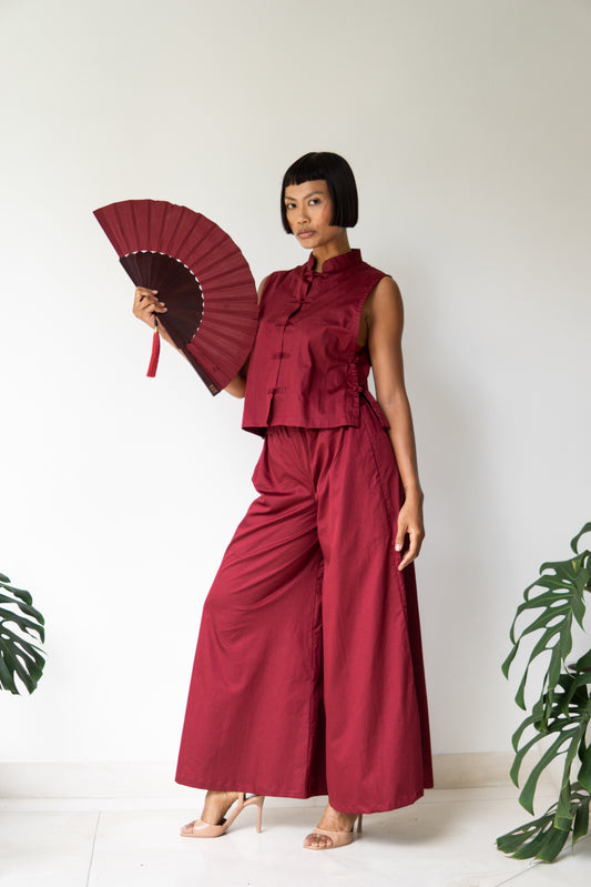 Lin Vest – Cotton – Sacred Maroon