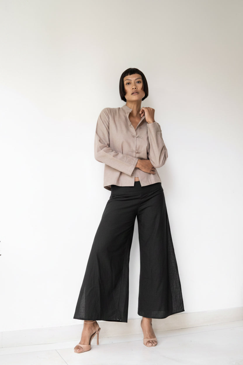 Yori Pant, Linen, Black Jade