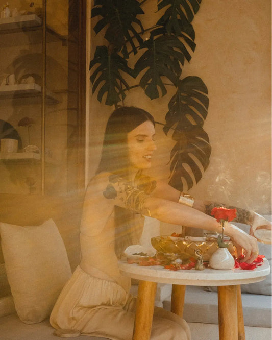 Serving tea at Ubud Sanctuary Golden Light Red Rose