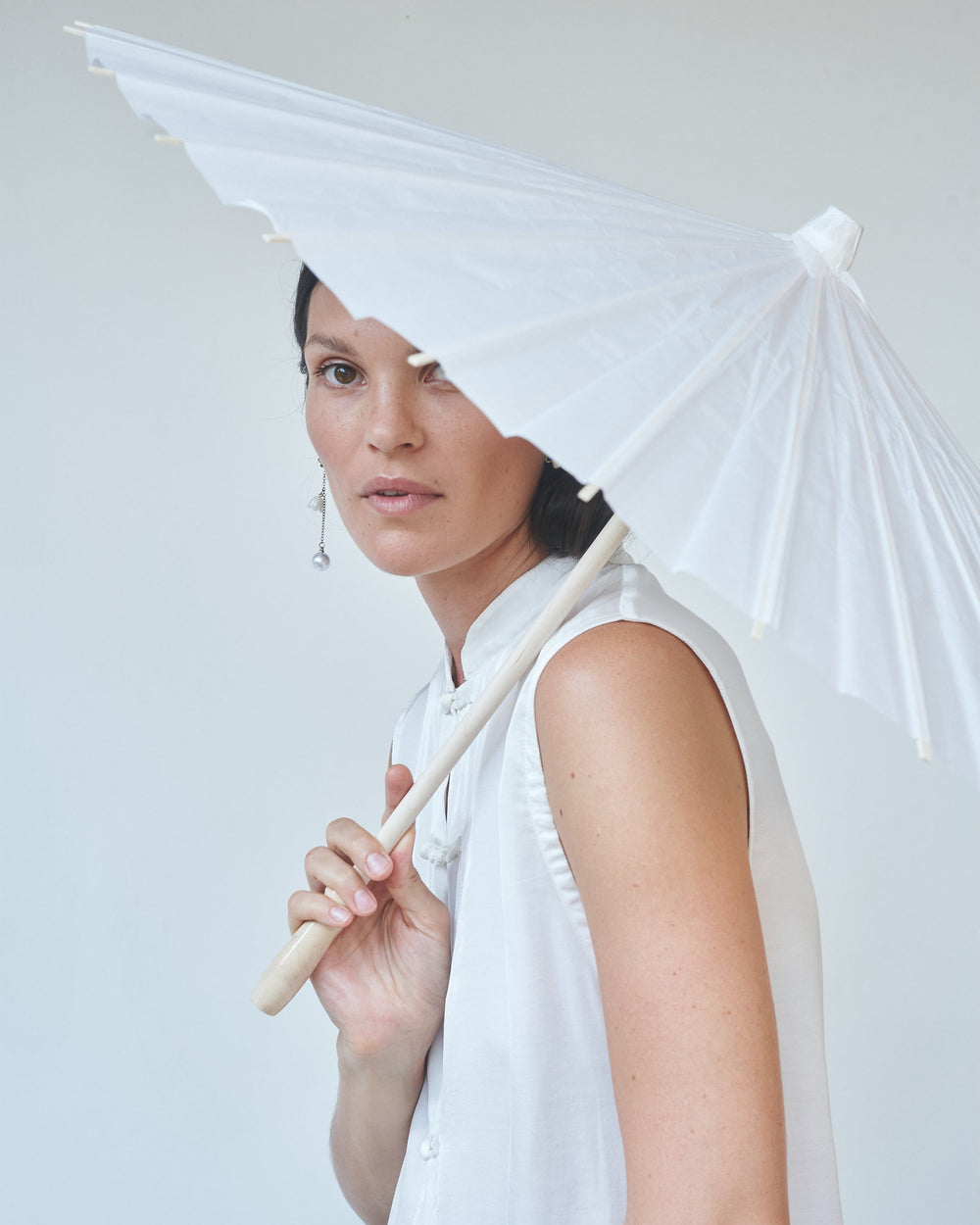 Lin Vest - Silk Viscose - Pearl White Tiyara Soul Wear