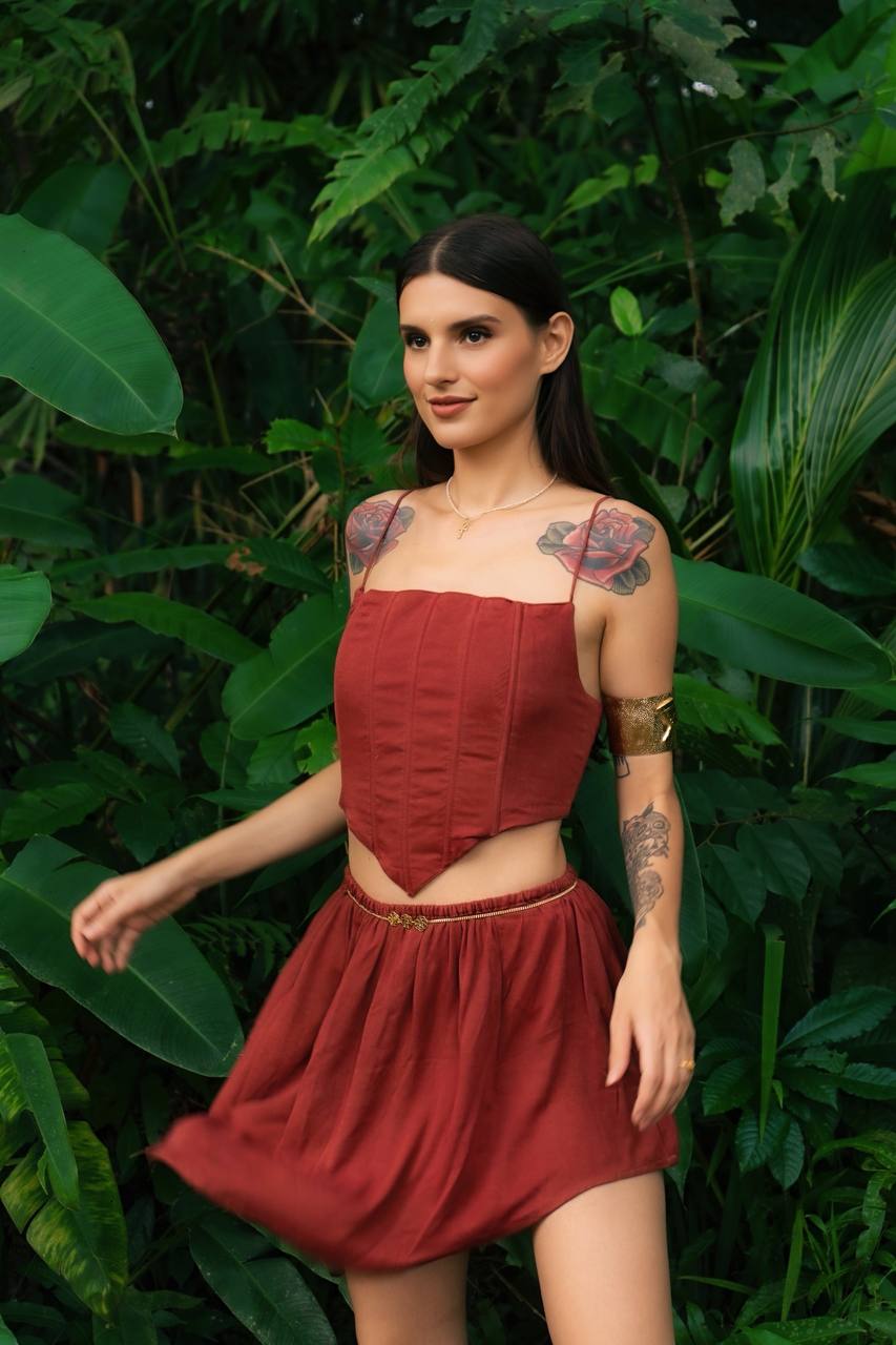 Sahara Skirt - Bamboo - Kemet Crimson