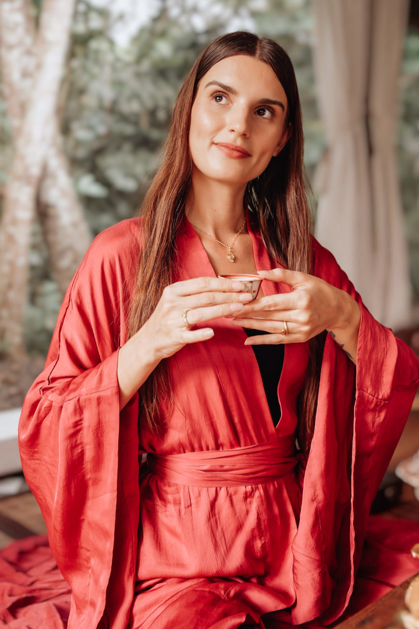 Aset Kimono - Plant Silk -  Kemet Crimson