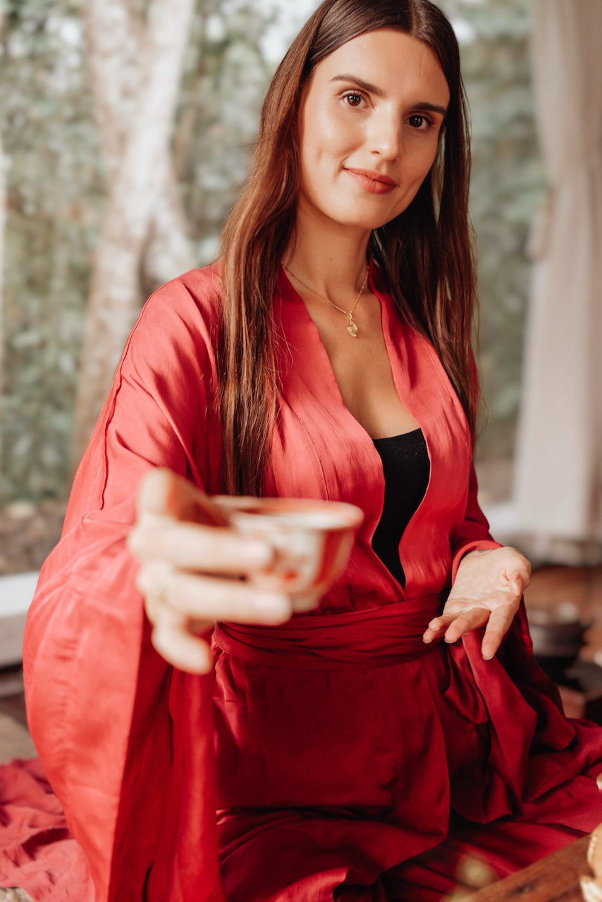 Aset Kimono - Plant Silk -  Kemet Crimson