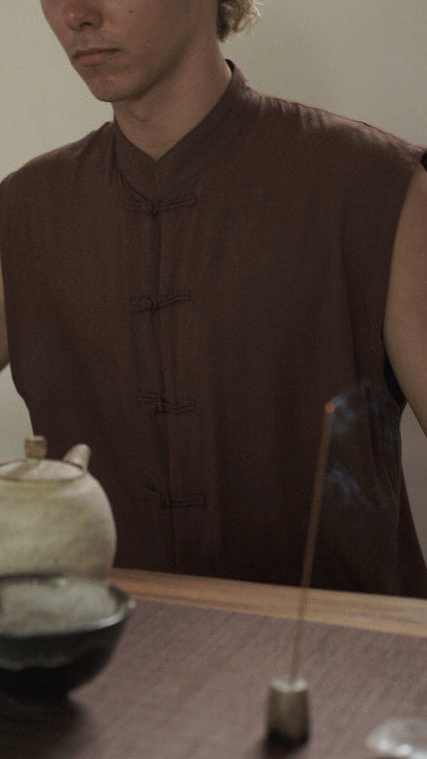 Jing Vest – Premium Rayon – Earth Cacao