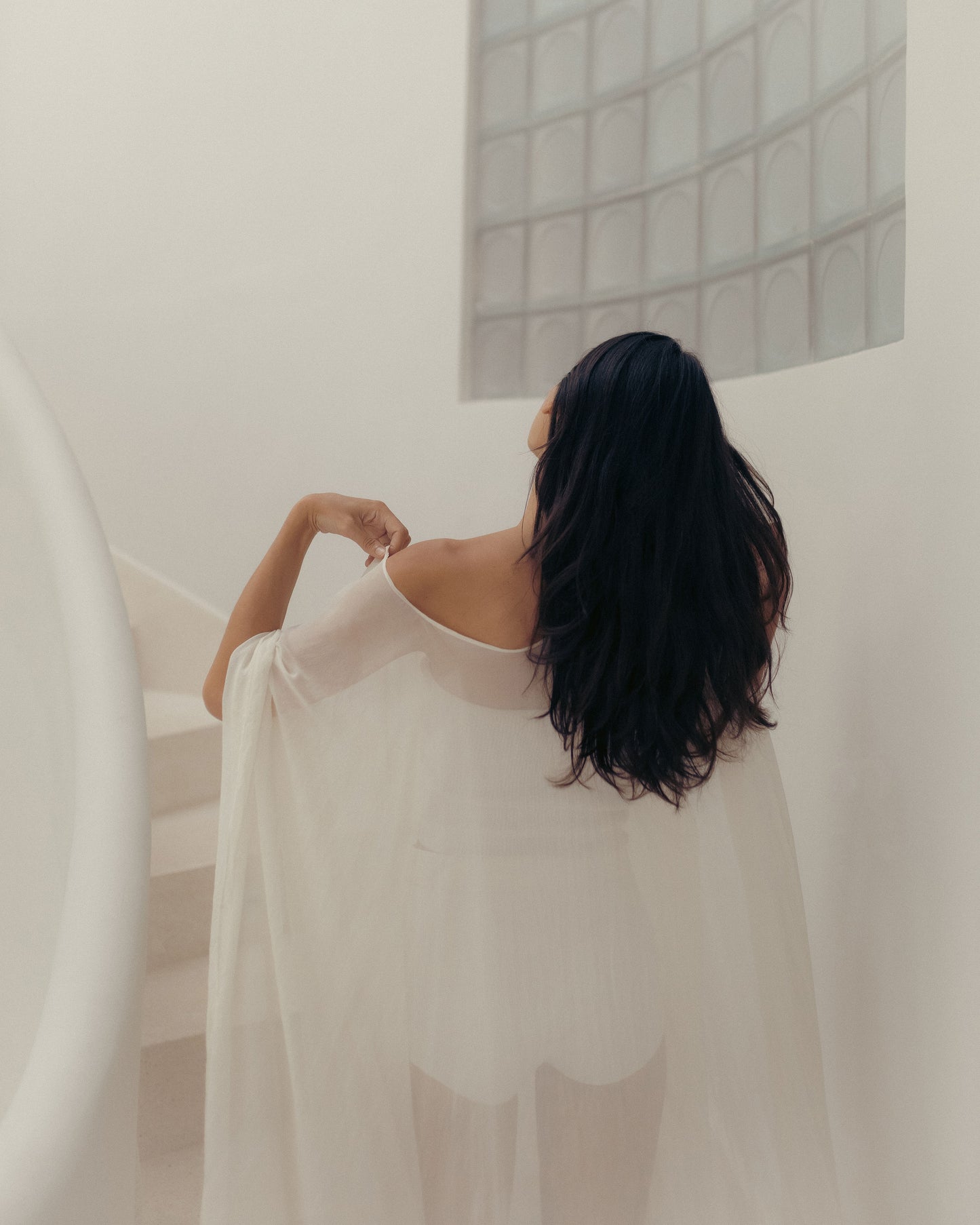 Yun Poncho - Silk - White Lotus