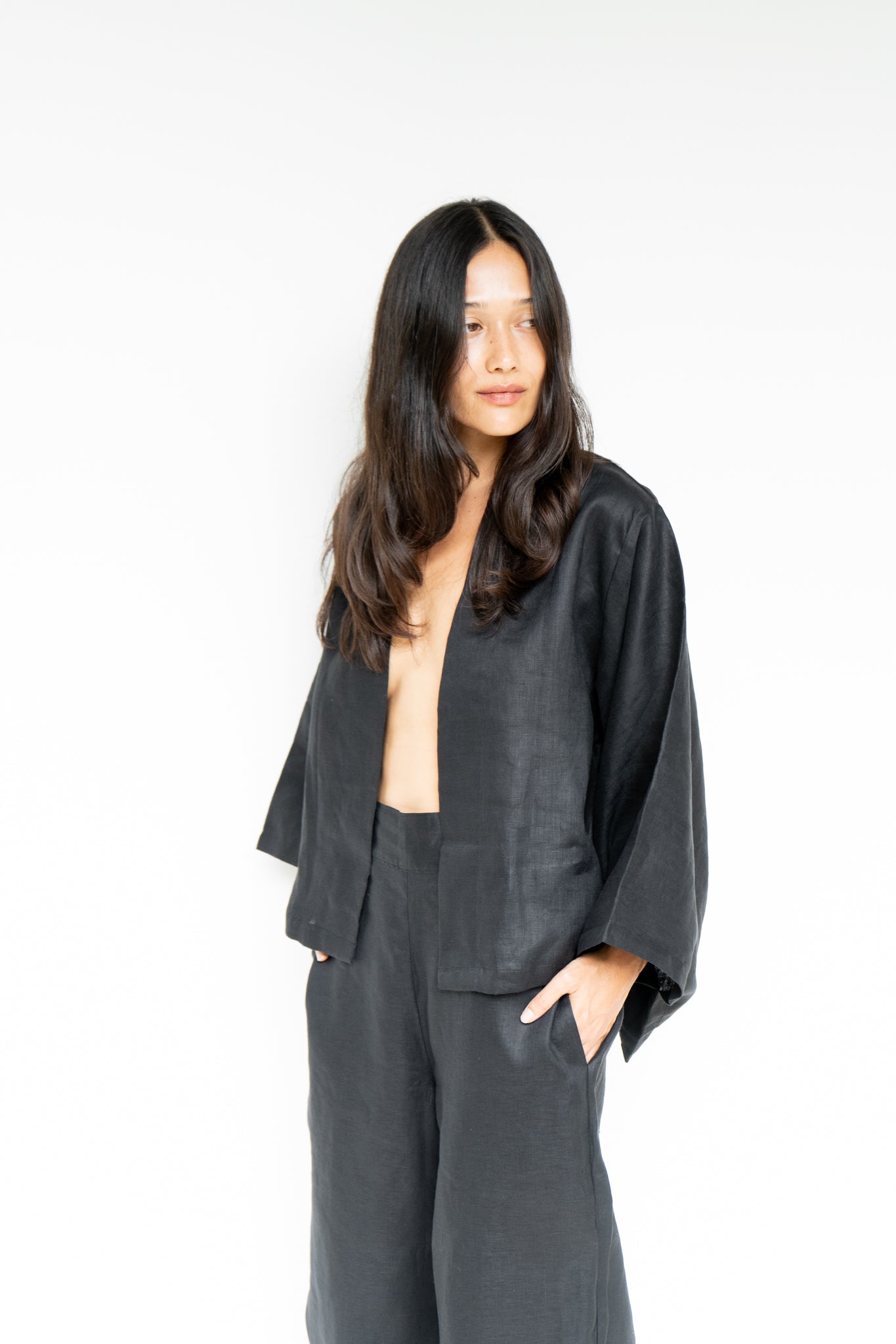 Makoto Pant - Linen - Black Onyx