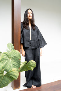 Makoto Pant, Linen, Black Onyx, view 2