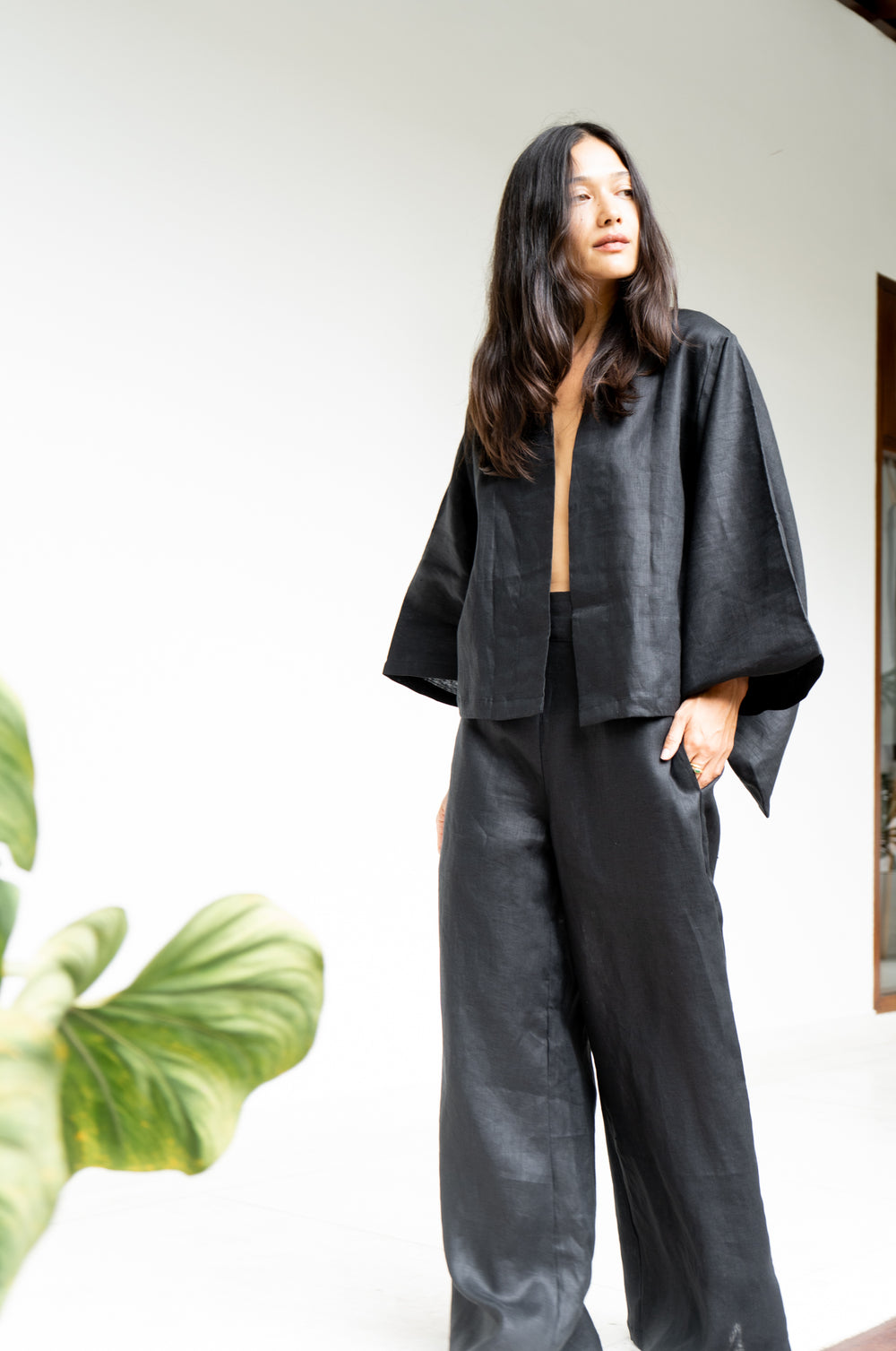 Makoto Pant, Linen, Black Onyx, view 6