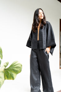 Makoto Pant, Linen, Black Onyx, view 6
