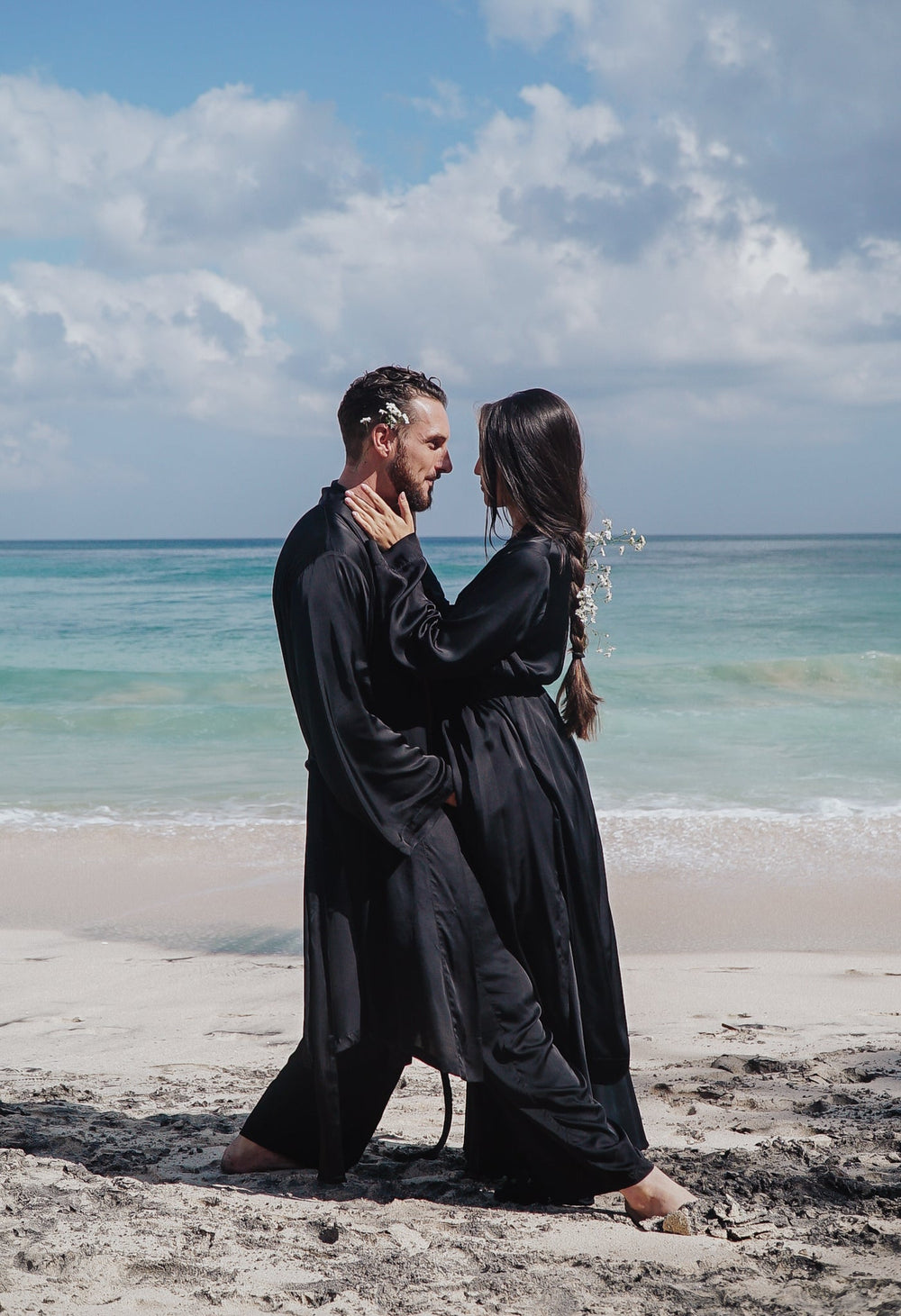 Lotus Kimono - Silk Viscose - Black Onyx Tiyara Soul Wear