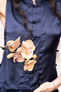 Lin Vest — Lyocell Silk — Midnight Blue