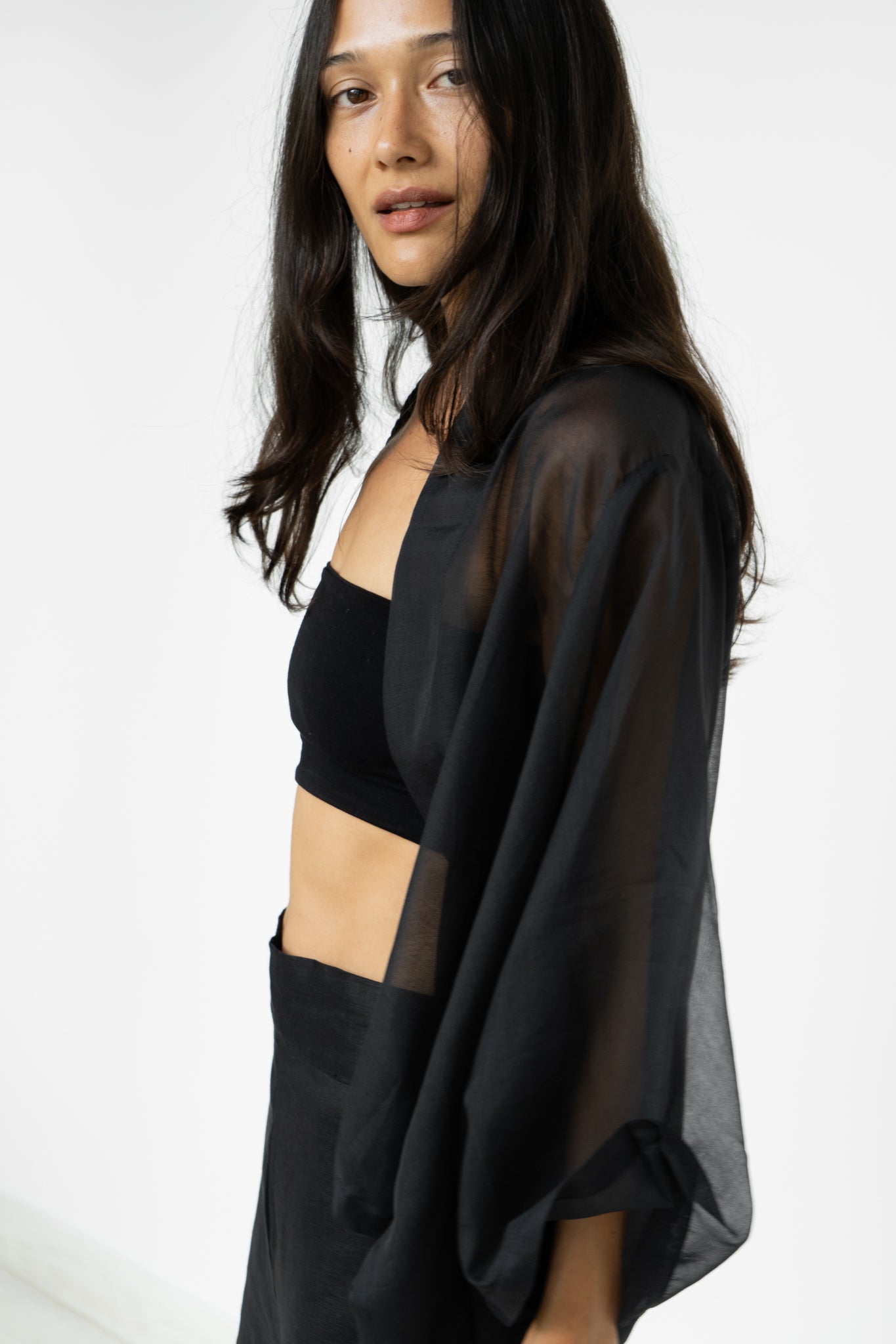 Makoto Kimono - Silk Cotton - Black Jade