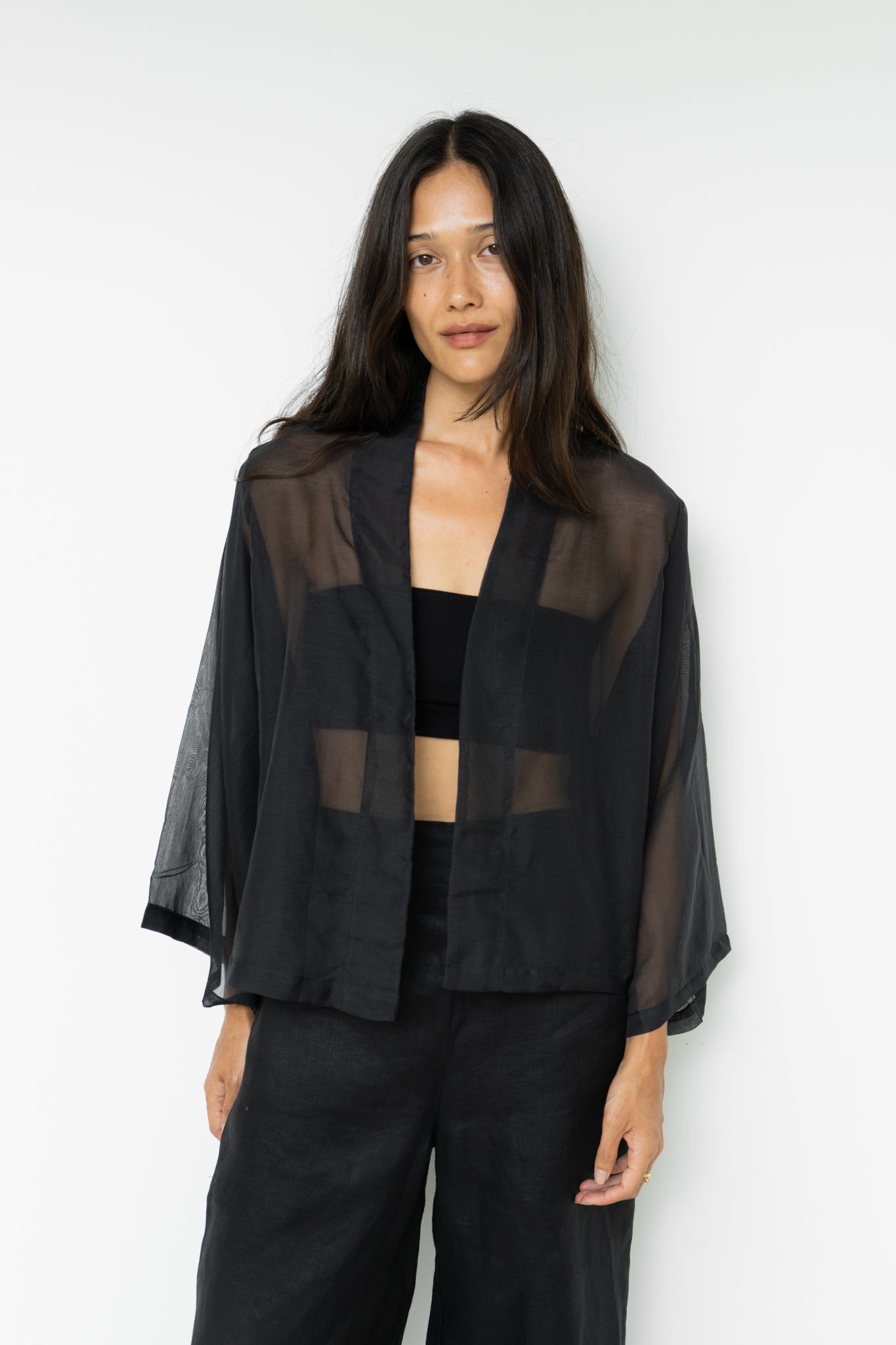 Makoto Kimono - Silk Cotton - Black Jade