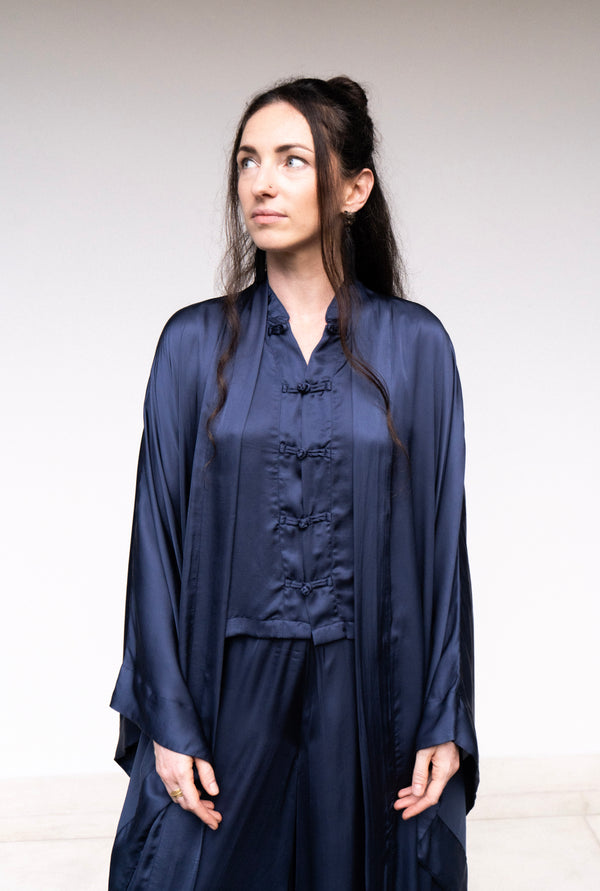 Aset Kimono — Lyocell Silk — Midnight Blue