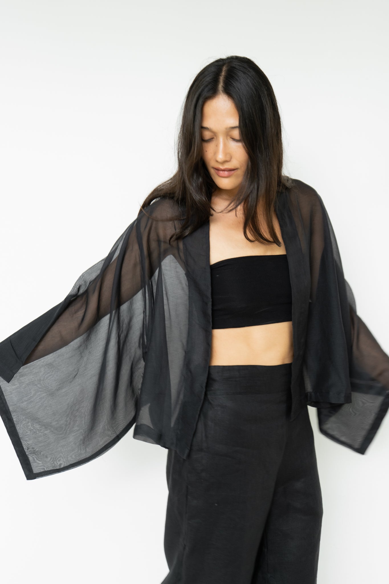 Makoto Kimono - Silk Cotton - Black Jade