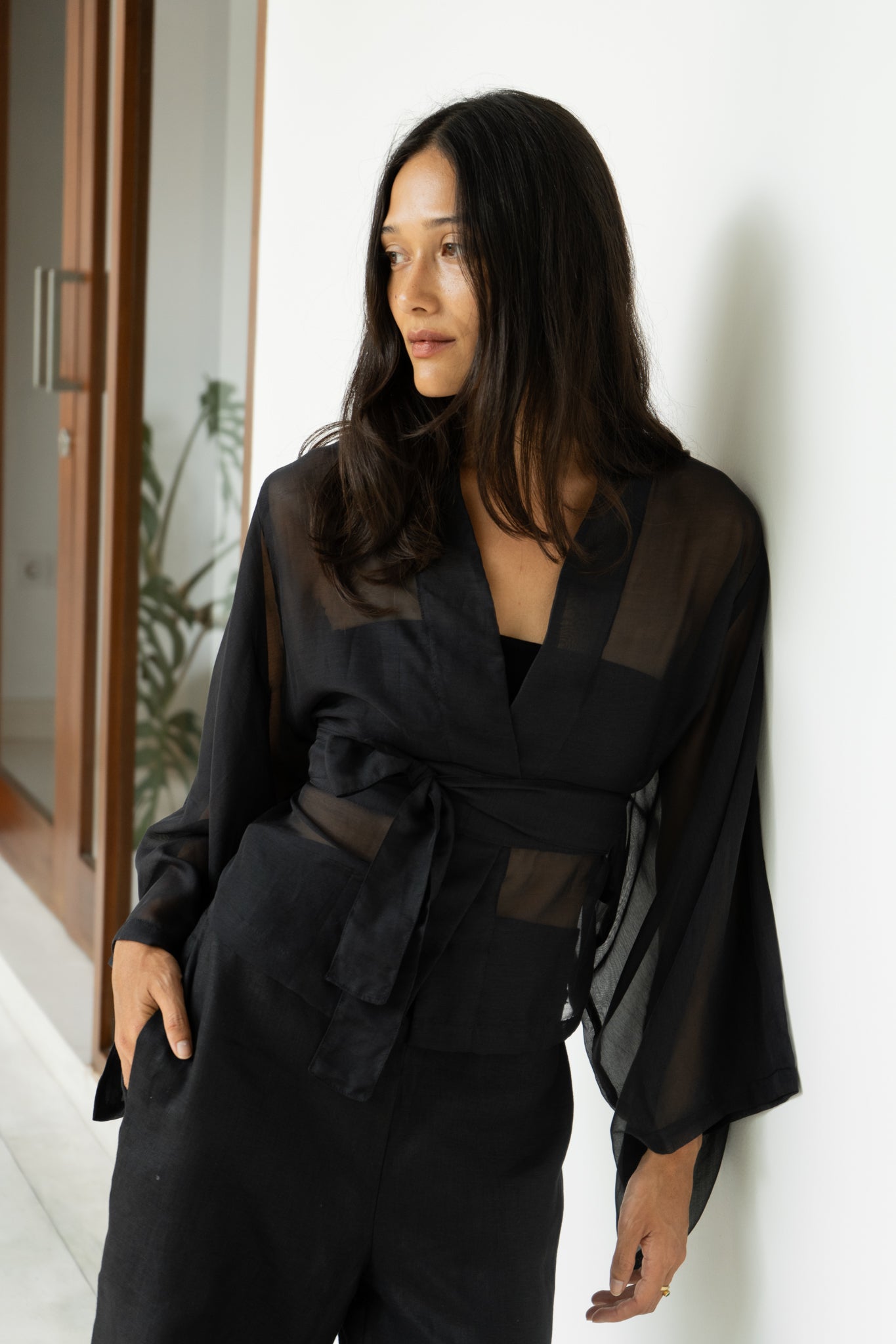 Makoto Kimono - Silk Cotton - Black Jade