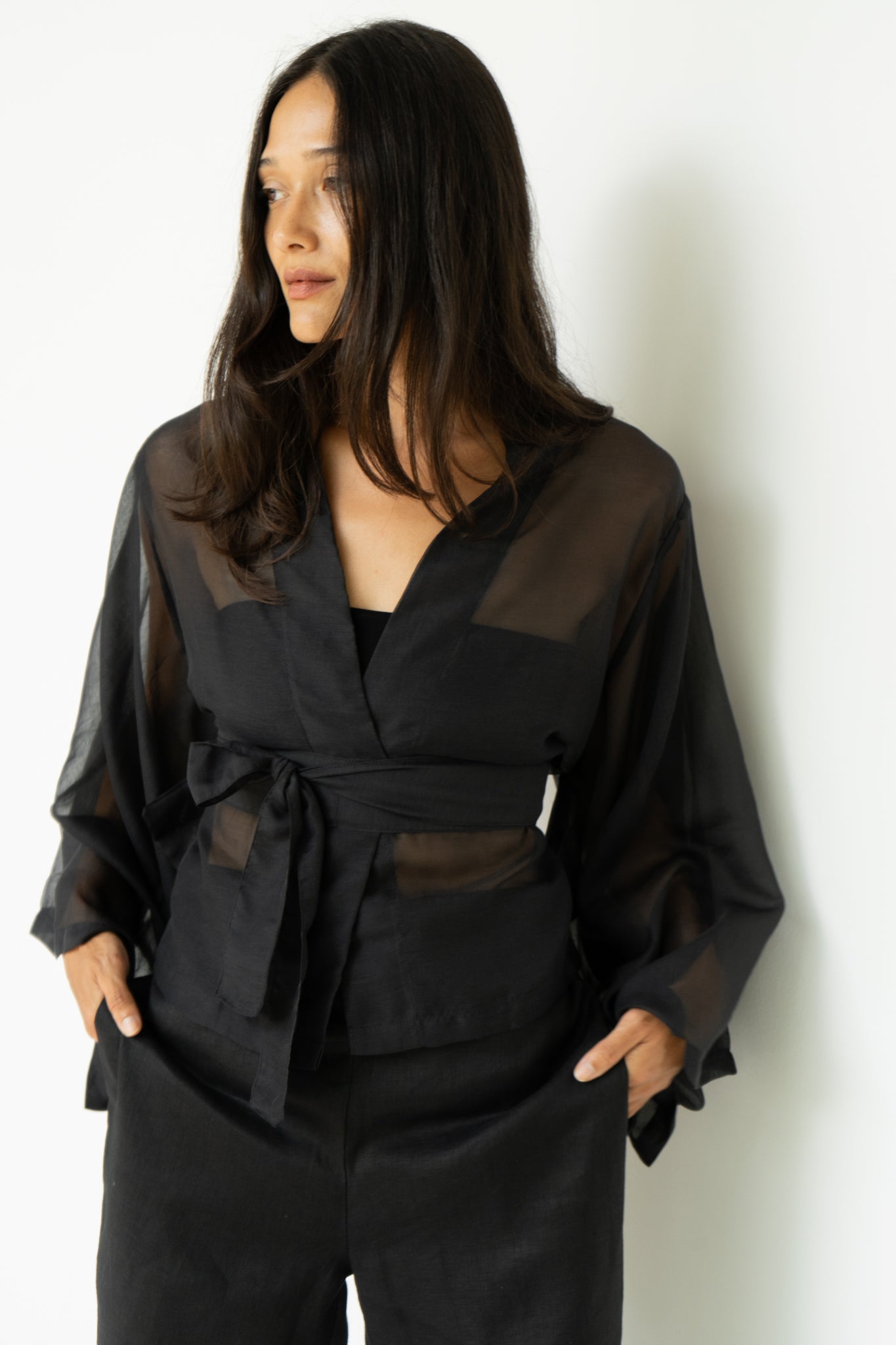 Makoto Kimono - Silk Cotton - Black Jade