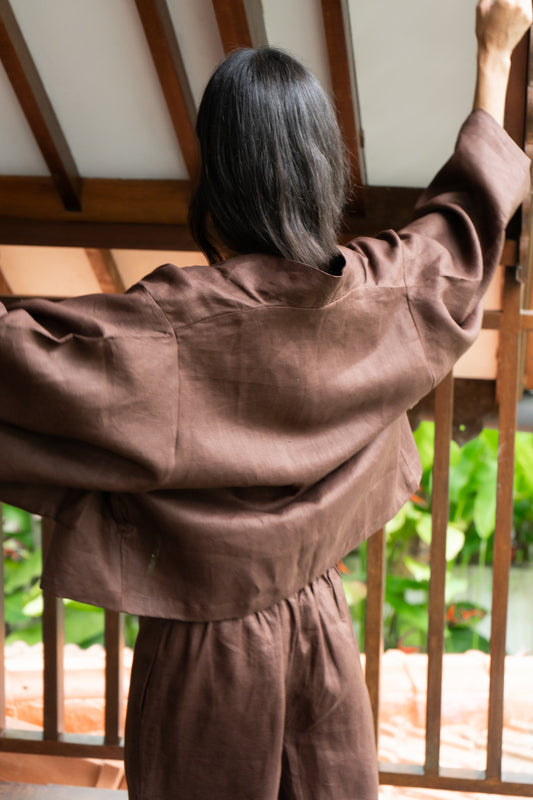 Makoto Pant - Linen - Dark Brown