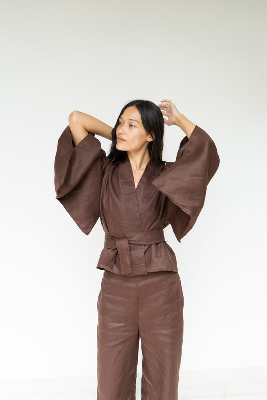 Makoto Pant - Linen - Dark Brown