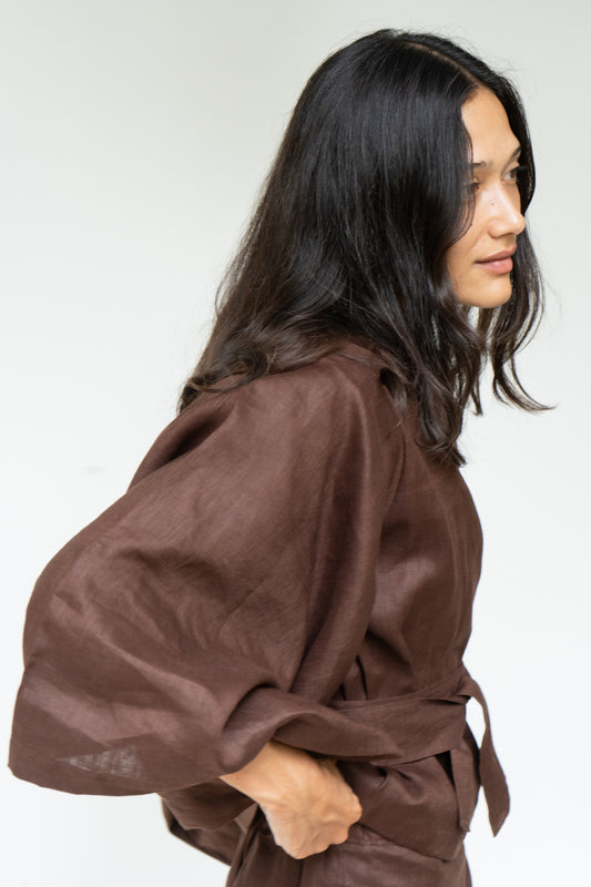 Makoto Kimono - Linen - Dark Brown