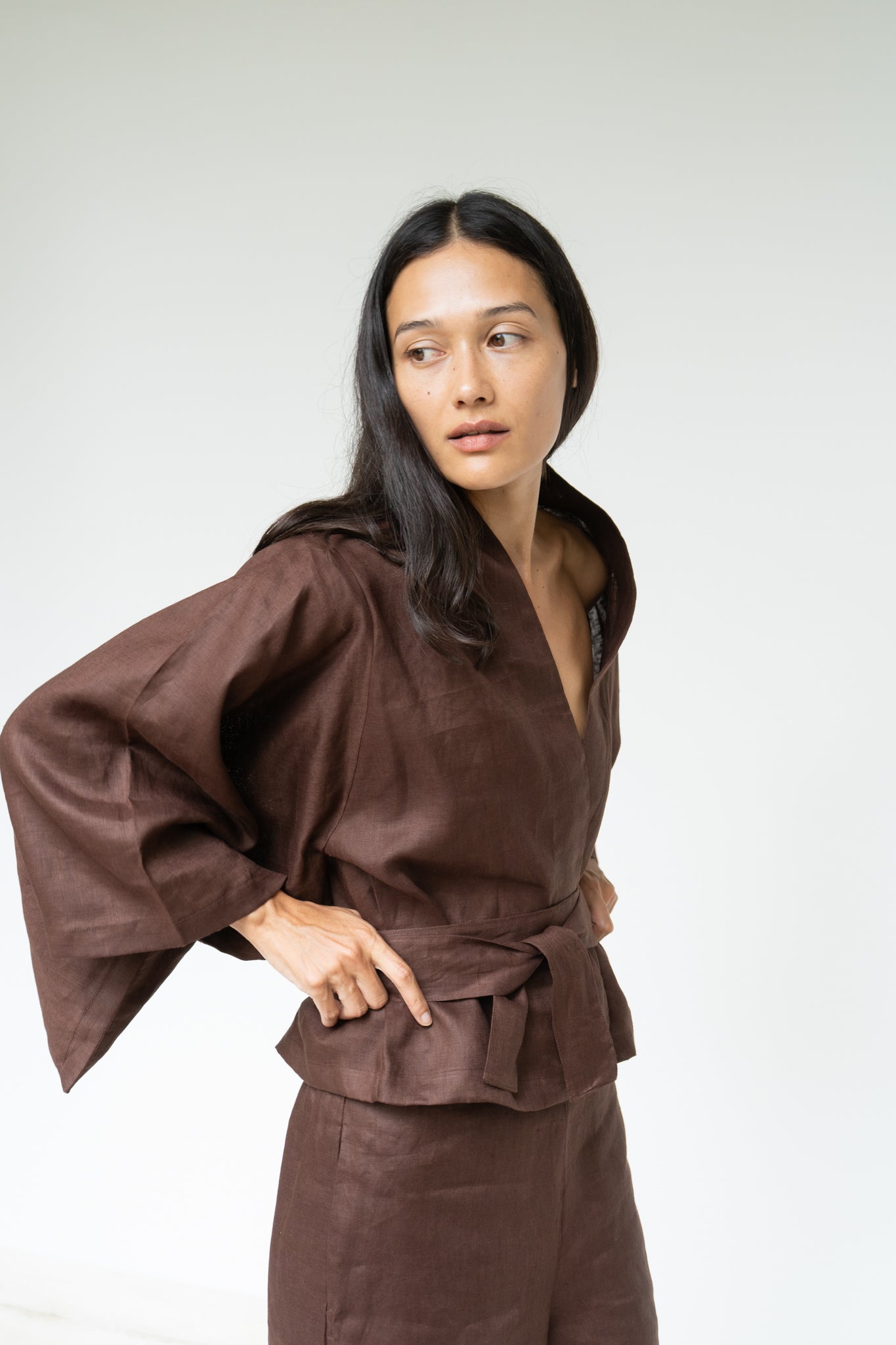 Makoto Kimono - Linen - Dark Brown
