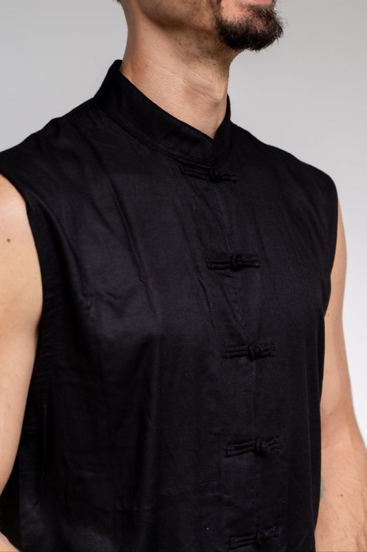Jing Vest – Premium Rayon – Black Jade