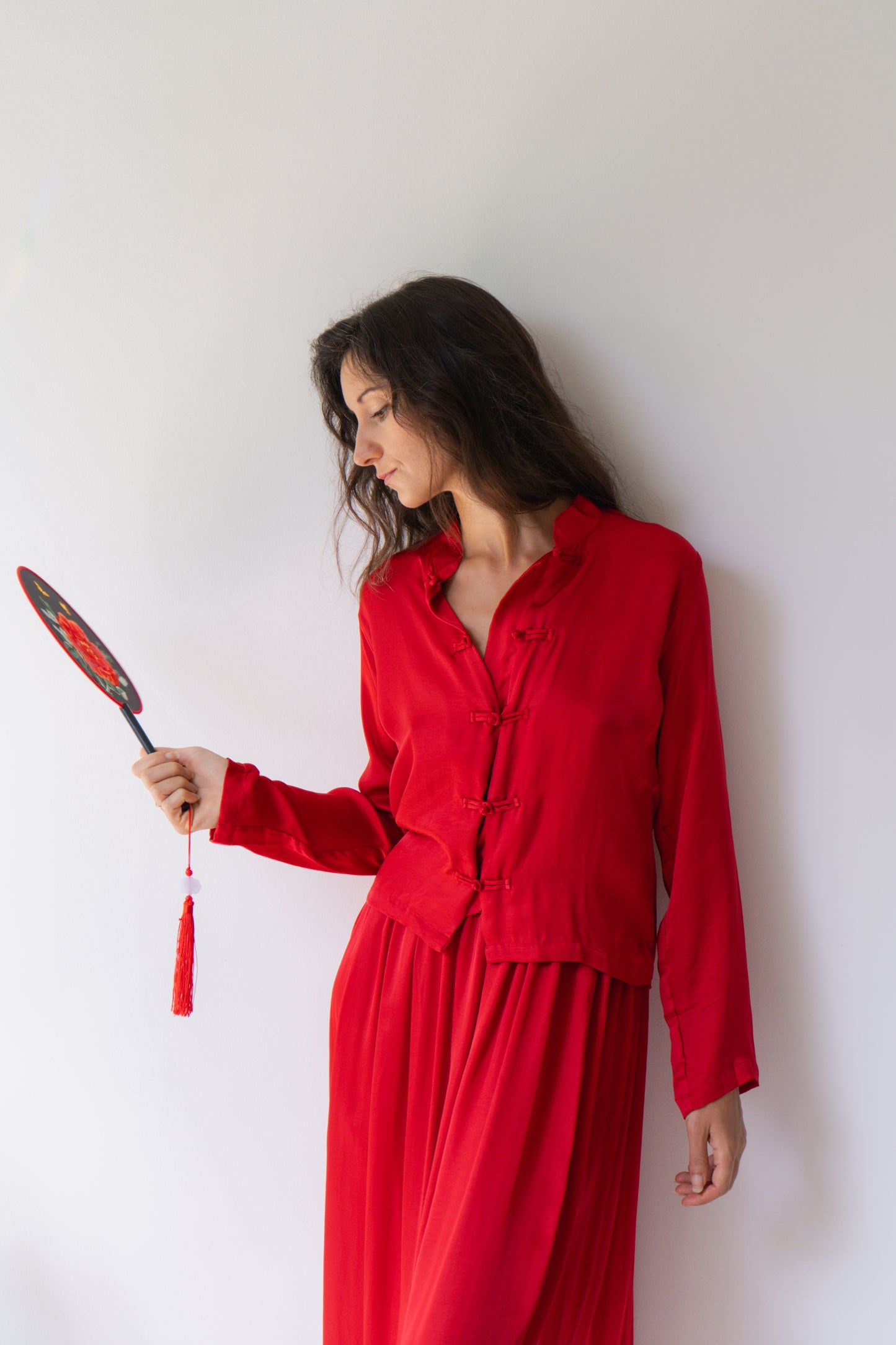 Lin Skirt – Lyocell Silk – Peony Red