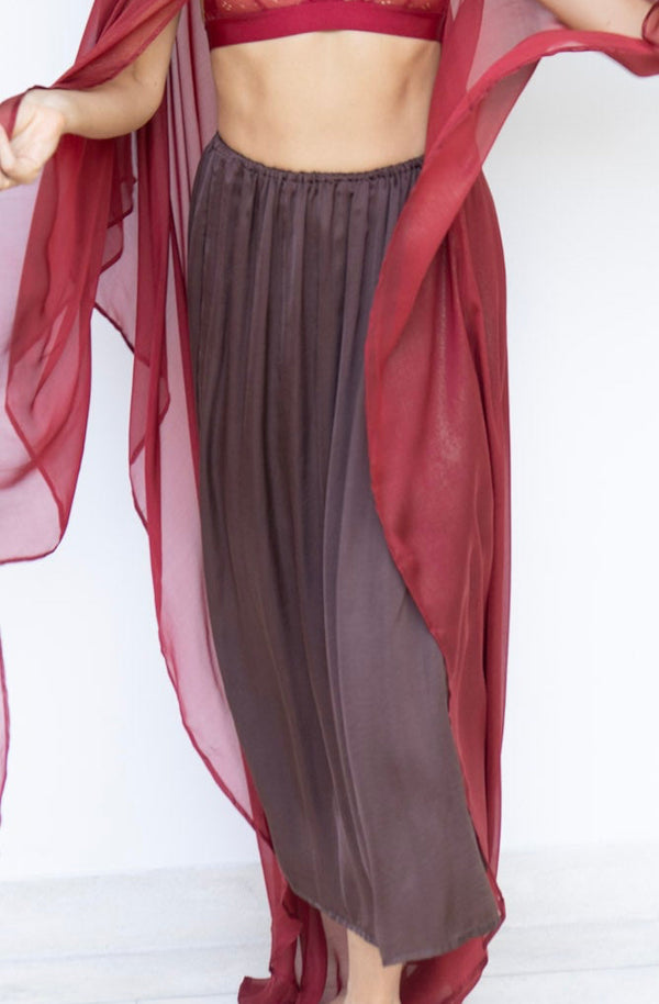Lin Skirt, Premium Rayon, Earth Cacao, view 2