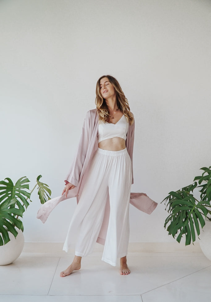 Lotus Kimono - Silk Viscose - Lavender Tiyara Soul Wear