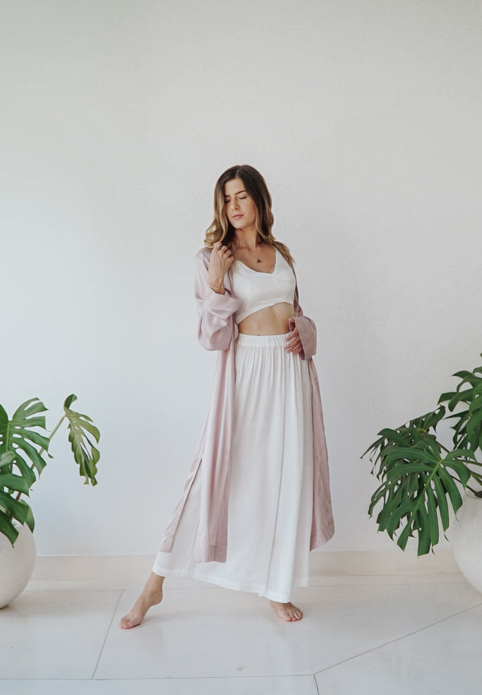 Lotus Kimono - Silk Viscose - Lavender Tiyara Soul Wear