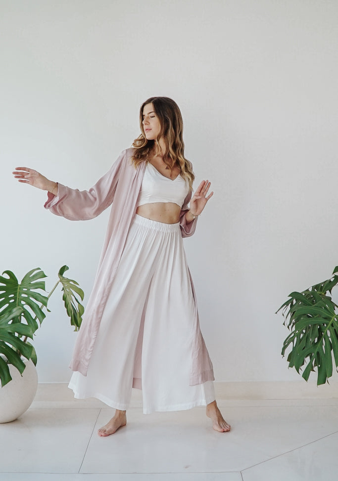 Lotus Kimono - Silk Viscose - Lavender Tiyara Soul Wear