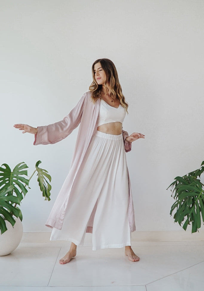 Lotus Kimono - Silk Viscose - Lavender Tiyara Soul Wear
